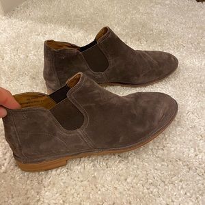 Trask women’s suede taupe/chocolate ankle boot